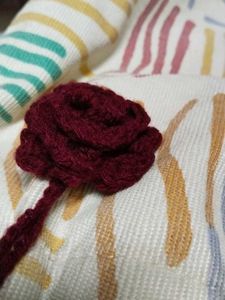 HANDMADE BAG CHARM Burgundy Crochet Rose