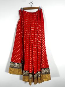Cotton Blend Orange Ethnic Skirt(women)