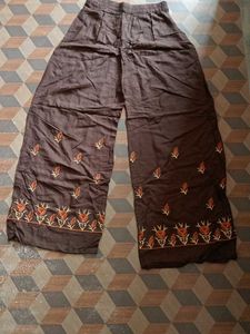 Brown Best Digins Embroidery Palazzo