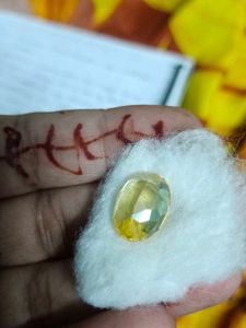 A yellow sapphire, also known as Pukhraj (पुखराज)