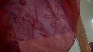 Brown Dotted And Red Chiffon Dupatta