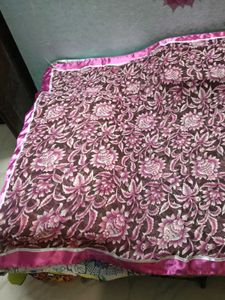 Used SyntheticChiffon MagentaColor LaceBorder Sare