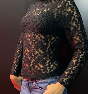 Black Lace Y2K Long Sleeve Top