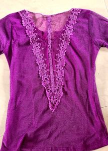 Purple Net Long Sleeve Top