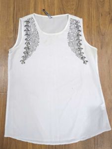 White Embellished Tank Top