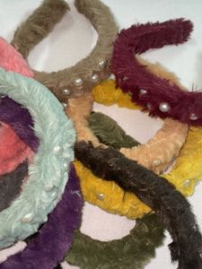 3 pcs Furry Pearl Headbands - Assorted Colors