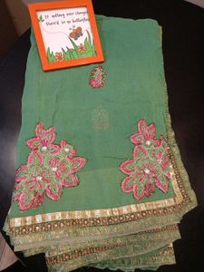 Green Embroidered Saree With Blouse