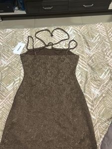 Sorona Brown Lace Mini Dress