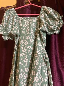 Green Floral Print Dress
