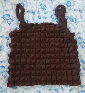 Brown Textured Tank Top
