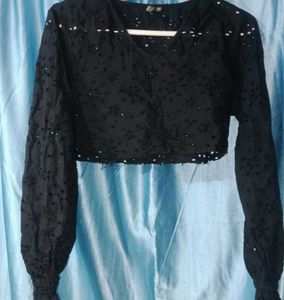 Black Lace Crop Top