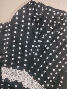 Black Polka Dot Dress with Lace Trim