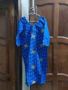 Blue Floral Print Kurta