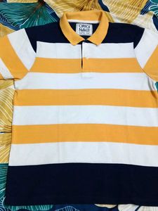 L Size Yellow White,Dark Blue Nack T Shirt