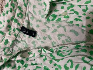 White And Green Animal Print Shirt