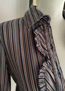 Striped Ruffle Front Blouse