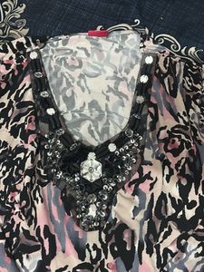 Patterned Top with Embellishments