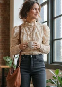 Elegant Lace Ruffle Blouse