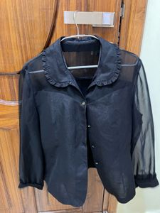 RAREISM Black Sheer Boat Neck Top
