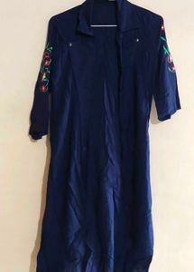 Embroidered Navy Dress