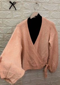 Peach Wrap wool sweater🕷️🕸️‼️