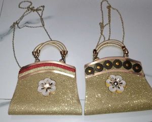 Golden Glitter Clutch Bag Set