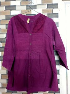 Elegant Purple Button-Down Tunic Top