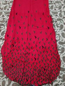 Red Bird Print Button-Down Dress