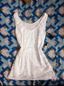 White Lace Sleeveless Dress
