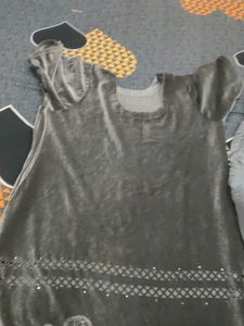 Grey Velvet Kurta Set