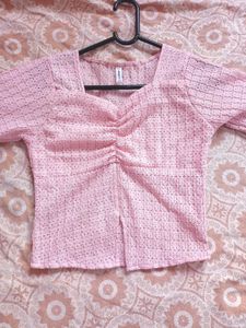 Pink Ruched Front Top