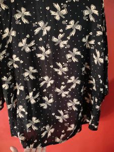 Vintage Black Bow Print Shirt