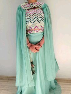 Mint Green Cape Lengha