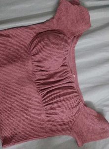 Rose Textured Ruched Crop Top