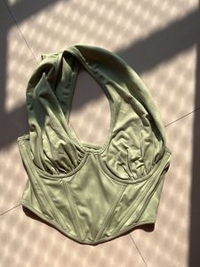 Sage Green Corset Halter Top