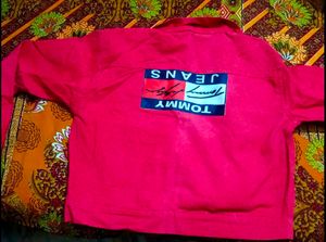 Tommy Jeans Red Button-Down Jacket