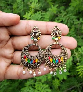 Traditional Golden + Multicolour Earrings
