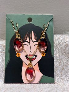 Floral Resin Gold jewelry set