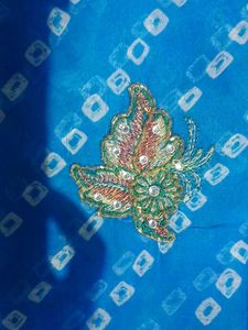 Blue &amp; Pink Bandhini Saree