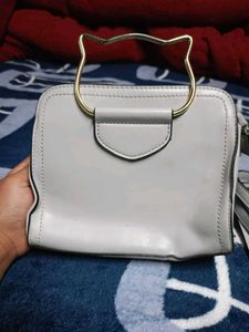 Cat Handle Structured Satchel Bag