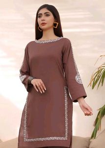 Brown Embroidered Kurta