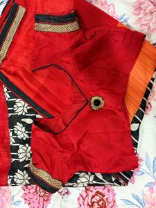 Elegant Floral Saree with Stitched Blouse(upto 38)