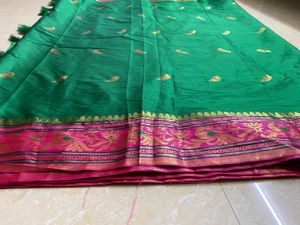 Green &amp; Grey Silk Saree  ( Price Negotiable )