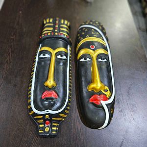 Terracotta Tribal Couple Face Decorative Wall Hang