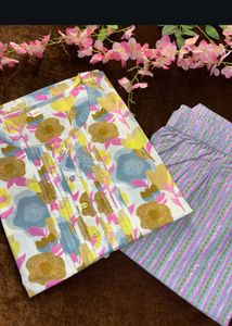 Floral Premium Pure Cotton Kurta With Pants