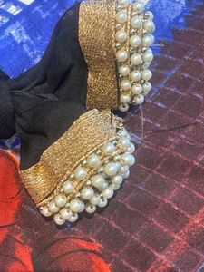 Black And Purple Dupatta ..with Perl Border