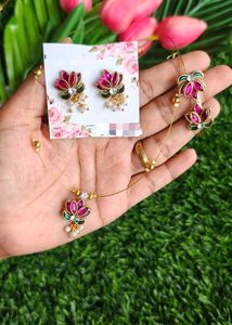 Lotus Necklace & Earring Set