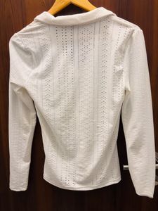 White V-Neck Long Sleeve Top
