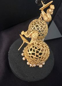 Brush gold peacock Jhumka Earrings