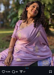 Satin Silk Purple Saree